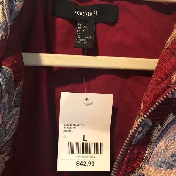 NEVER WORN Forever21 Burgundy Floral Crop Jacket - Picture 5 of 5